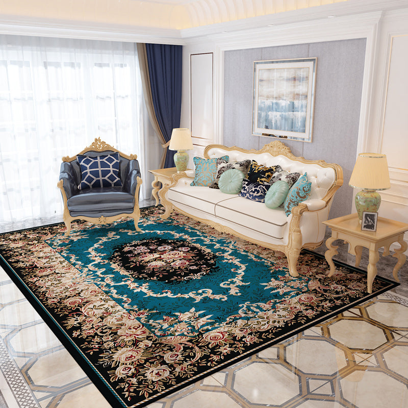 Sikunuo | Southwestern Living Room Carpet Multicolored Floral Pattern Area Rug Polyester Non-Slip Back Easy Care Rug