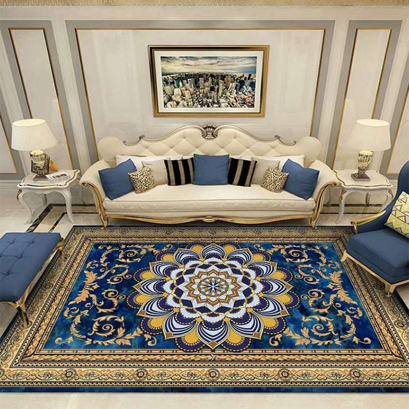 Sikunuo | Southwestern Living Room Carpet Multicolored Floral Pattern Area Rug Polyester Non-Slip Back Easy Care Rug