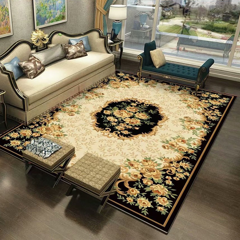 Sikunuo | Southwestern Living Room Carpet Multicolored Floral Pattern Area Rug Polyester Non-Slip Back Easy Care Rug
