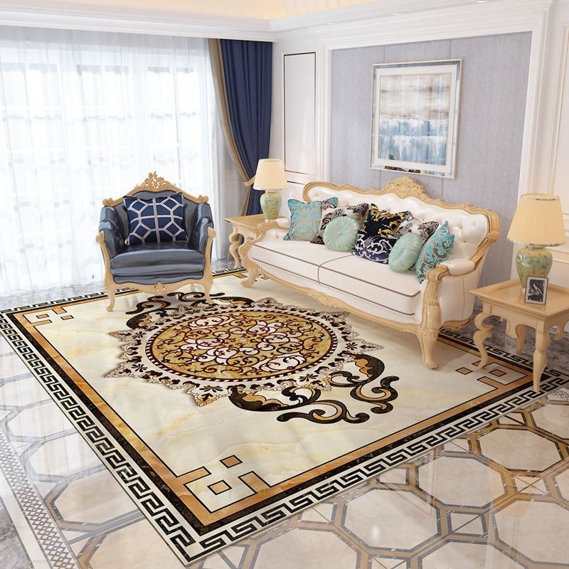 Sikunuo | Southwestern Living Room Carpet Multicolored Floral Pattern Area Rug Polyester Non-Slip Back Easy Care Rug