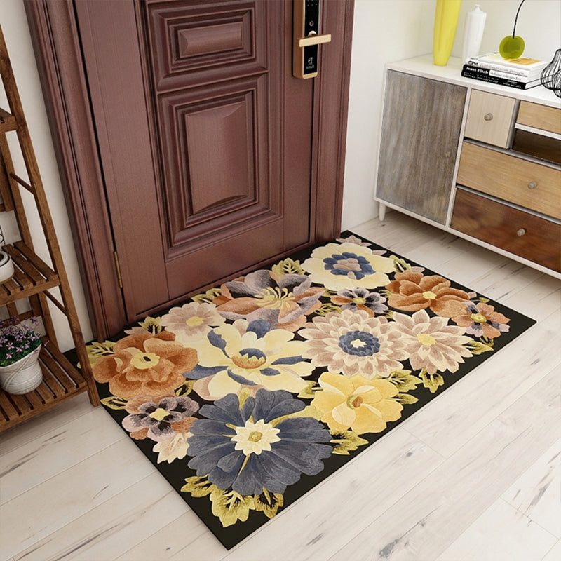 Sikunuo | Americana Floral Pattern Rug Multicolored Polypropylene Area Rug Pet Friendly Machine Washable Indoor Rug for Living Room