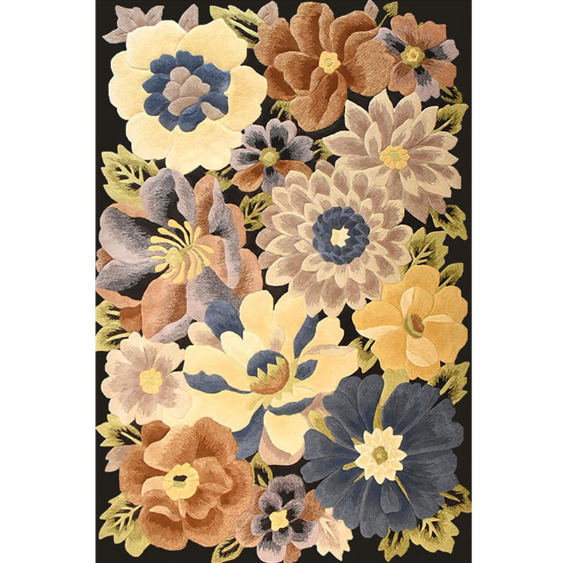Sikunuo | Americana Floral Pattern Rug Multicolored Polypropylene Area Rug Pet Friendly Machine Washable Indoor Rug for Living Room