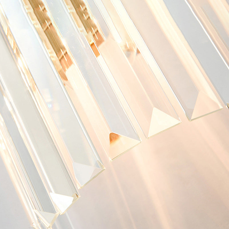 Sikunuo | 2 Light Living Room Wall Mounted Lamp Modern Brass Finish Wall Light with Cylindrical Clear Crystal Shade