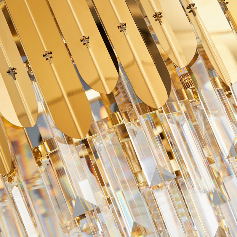 Sikunuo | Stacked Wall Light Modernist Metal 1 Light Brass Wall Lamp with Clear Crystal Block for Nightstand