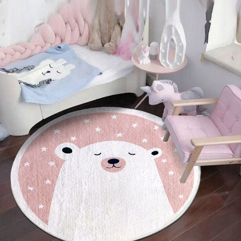 Sikunuo | Relaxing Cartoon Print Rug Multi-Color Polyester Rug Non-Slip Machine Washable Easy Care Rug for Kids