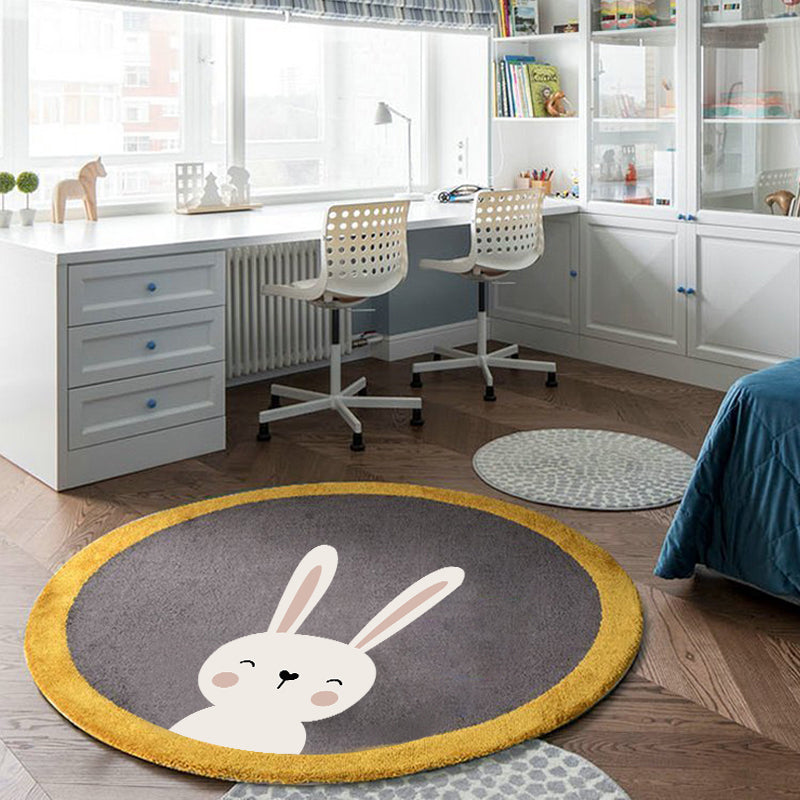 Sikunuo | Relaxing Cartoon Print Rug Multicolored Polyester Rug Non-slip Machine Washable Easy Care Rug for Kids