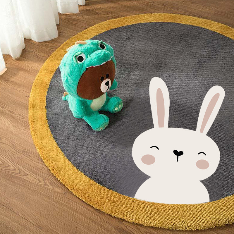 Sikunuo | Relaxing Cartoon Print Rug Multi-Color Polyester Rug Non-Slip Machine Washable Easy Care Rug for Kids