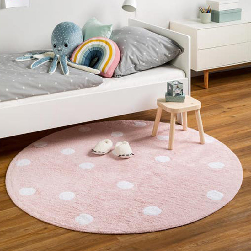 Sikunuo | Multicolored simple rug Polyester polka dot print rug pet friendly non-slip backing rug for children's room