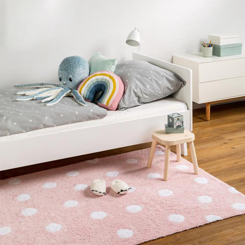 Sikunuo | Multicolored simple rug Polyester polka dot print rug pet friendly non-slip backing rug for children's room