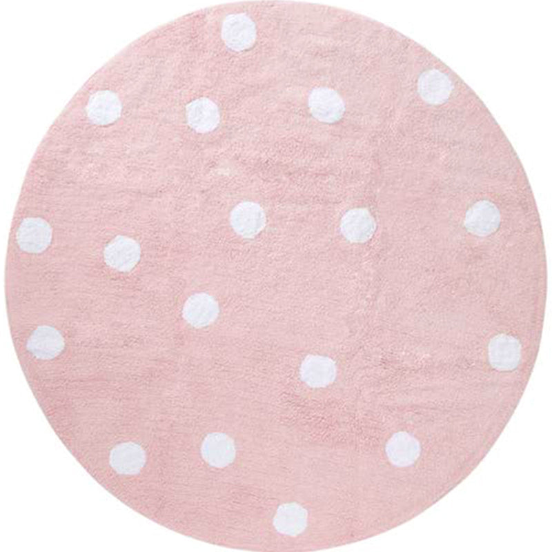 Sikunuo | Multicolored simple rug Polyester polka dot print rug pet-friendly non-slip backing rug for children's room