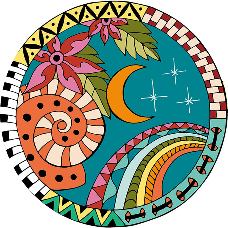 Sikunuo | Calming Cartoon Rug Multicolor Cute Area Rug Polypropylene Non-Slip Machine Washable Rug for Kids