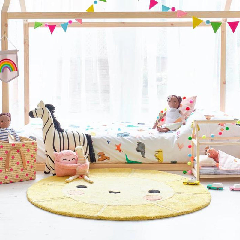 Sikunuo | Casual Multicolored Pretty Rug Polypropylene Fairy Rug Indoor Carpet Non-slip Backing Washable Rug for Children's Room