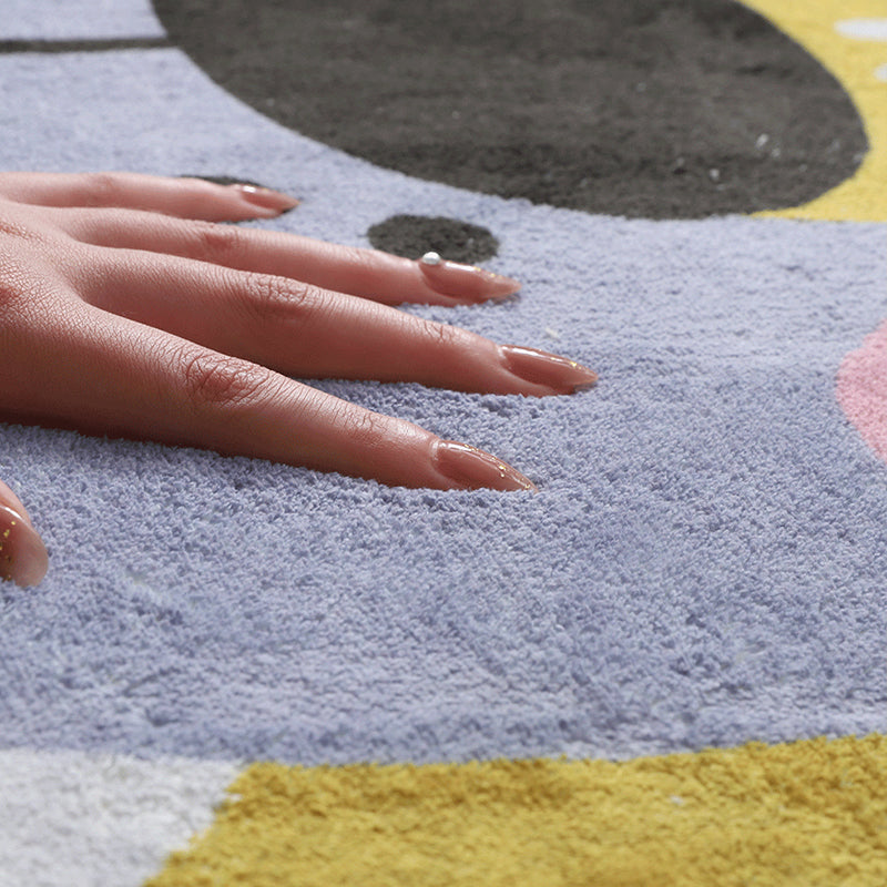 Sikunuo | Simple Decoration Mat Multicolored Cartoon Rug Polyester Pet-Friendly Non-Slip Back Mat