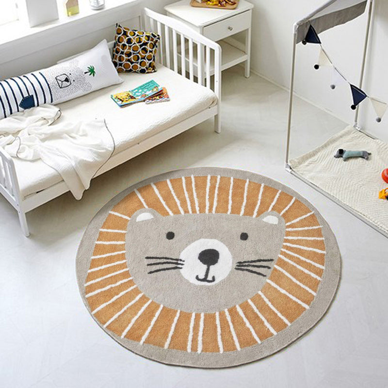 Sikunuo | Classic Children's Room Rug Multicolored Cartoon Print Rug Polypropylene Washable Non-Slip Backing Rug
