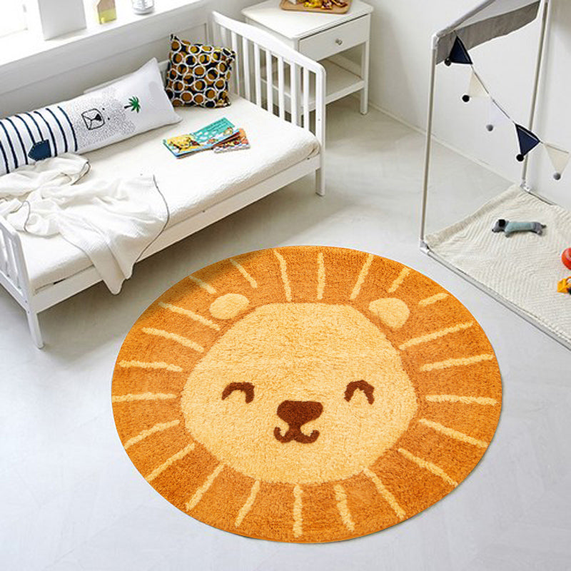 Sikunuo | Classic Children's Room Rug Multicolored Cartoon Print Rug Polypropylene Washable Non-Slip Backing Rug
