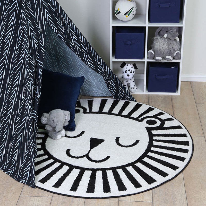 Sikunuo | Classic Children's Room Rug Multicolored Cartoon Print Rug Polypropylene Washable Non-Slip Backing Rug