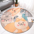 Sikunuo | Sweet Cartoon Print Rug Multicolored Polyester Rug Washable Easy Care Non-Slip Indoor Rug for Children's Room