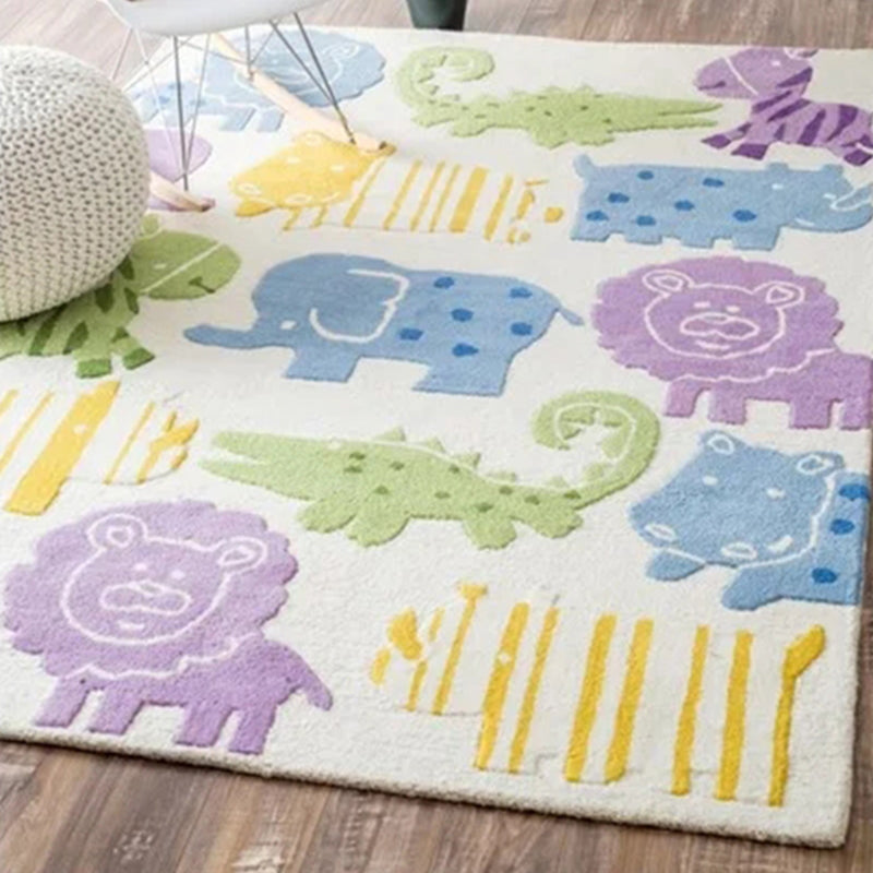 Sikunuo | Funky Kids Bedroom Rug Multicolor Cartoon Area Rug Polyester Pet-Friendly Machine Washable Rug
