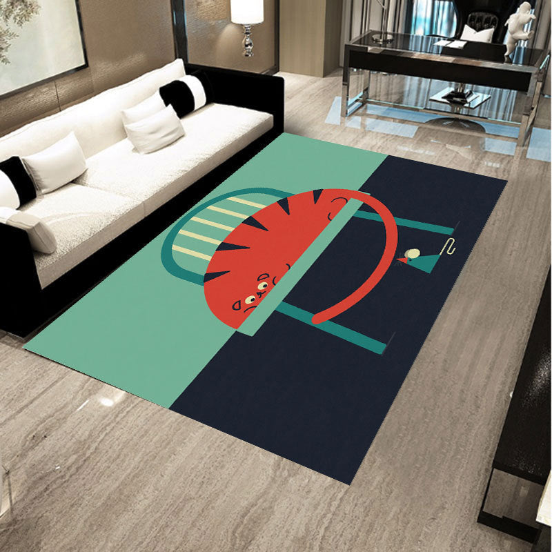 Sikunuo | Designer Room Decor Carpet Multicolored Fairy Tale Print Carpet Polyester Anti-Slip Back Pet Friendly Carpet