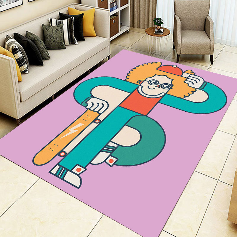 Sikunuo | Designer Room Decor Carpet Multicolored Fairy Tale Print Carpet Polyester Anti-Slip Back Pet Friendly Carpet