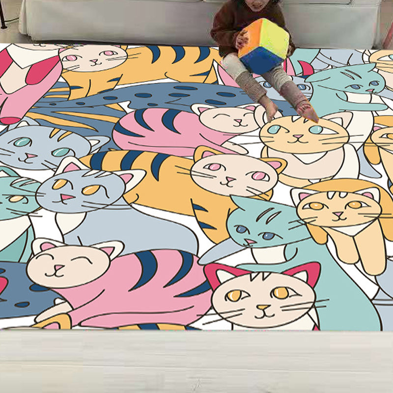 Sikunuo | Funny Children's Room Carpet Multicolored Cartoon Print Carpet Synthetic Non-Slip Back Easy Care Carpet