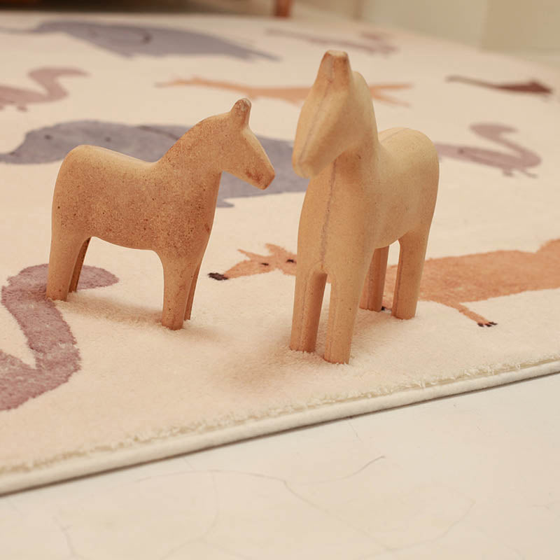Sikunuo | Lovelij Kids Room Rug Multi Color Cartoon Pattern Rug Polyester Non-slip Stain-resistant Rug