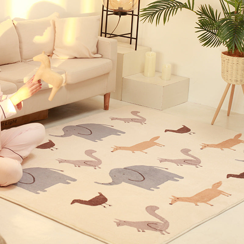 Sikunuo | Lovelij Kids Room Rug Multi Color Cartoon Pattern Rug Polyester Non-Slip Stain Resistant Rug