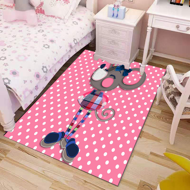 Sikunuo | Beautiful Children's Rug Multicolored Cartoon Printed Area Rug Polypropylene Non-Slip Easy-Care Rug