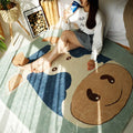 Sikunuo | Natural Bedroom Rug Multicolored Cartoon Print Rug Polypropylene Non-Slip Machine Washable Rug