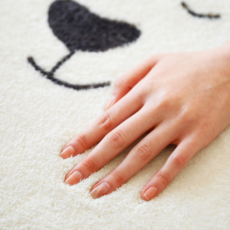 Sikunuo | Natural Bedroom Rug Multicolored Cartoon Print Rug Polypropylene Non-Slip Machine Washable Rug