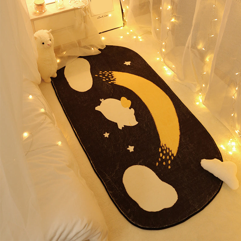 Sikunuo | Unique Bedroom Rug Multicolored Space Print Rug Polyester Non-Slip Pet-Friendly Rug