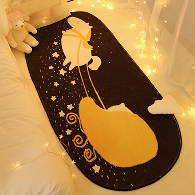Sikunuo | Unique Bedroom Rug Multicolored Space Print Rug Polyester Non-Slip Pet-Friendly Rug
