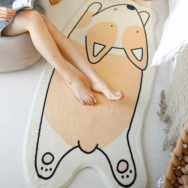 Sikunuo | Innovative Shape Cartoon Rug Multi-Color Cute Area Rug Polyester Anti-Slip Mat Pet-Friendly Rug for Kids