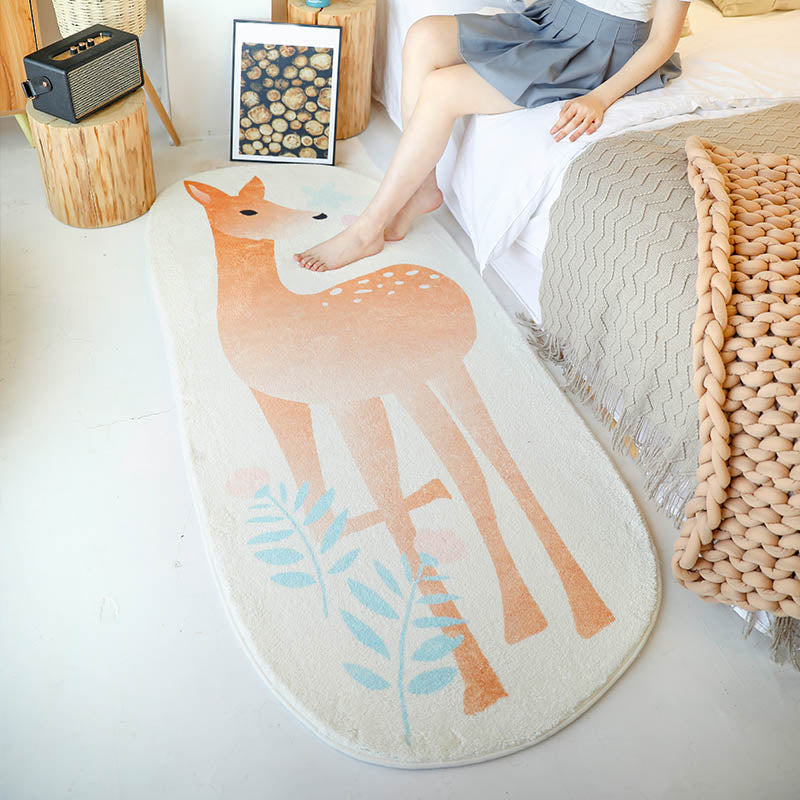 Sikunuo | Innovative Shape Cartoon Rug Multi-Color Cute Area Rug Polyester Anti-Slip Mat Pet-Friendly Rug for Kids