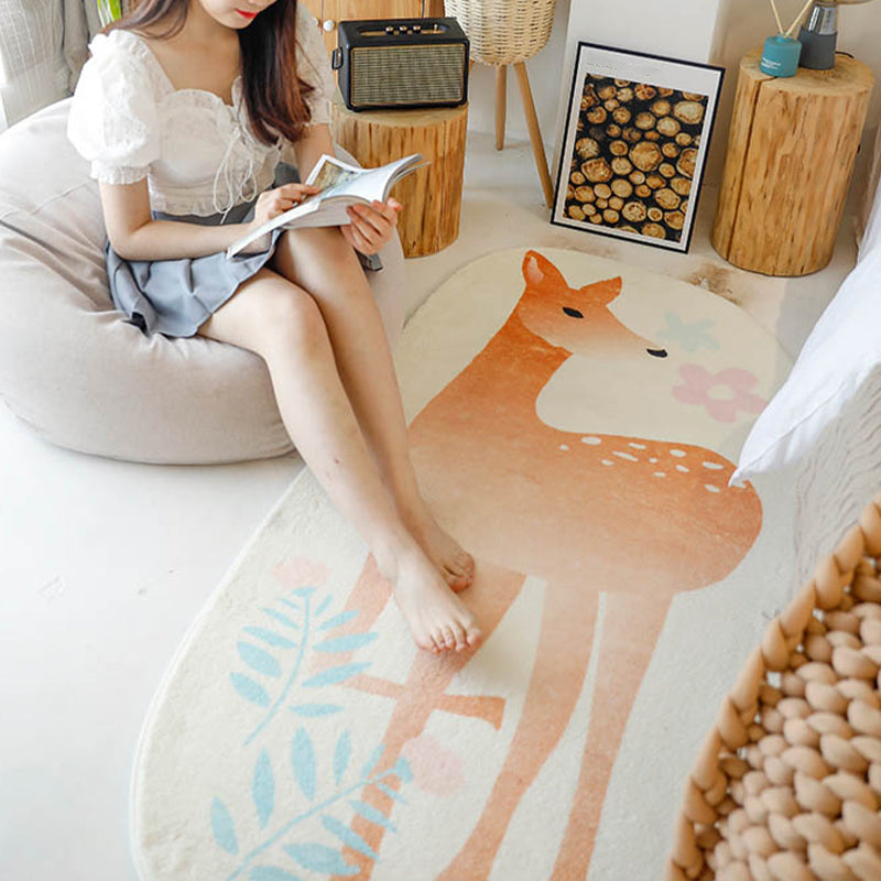 Sikunuo | Innovative Shape Cartoon Rug Multi-Color Cute Area Rug Polyester Anti-Slip Mat Pet-Friendly Rug for Kids