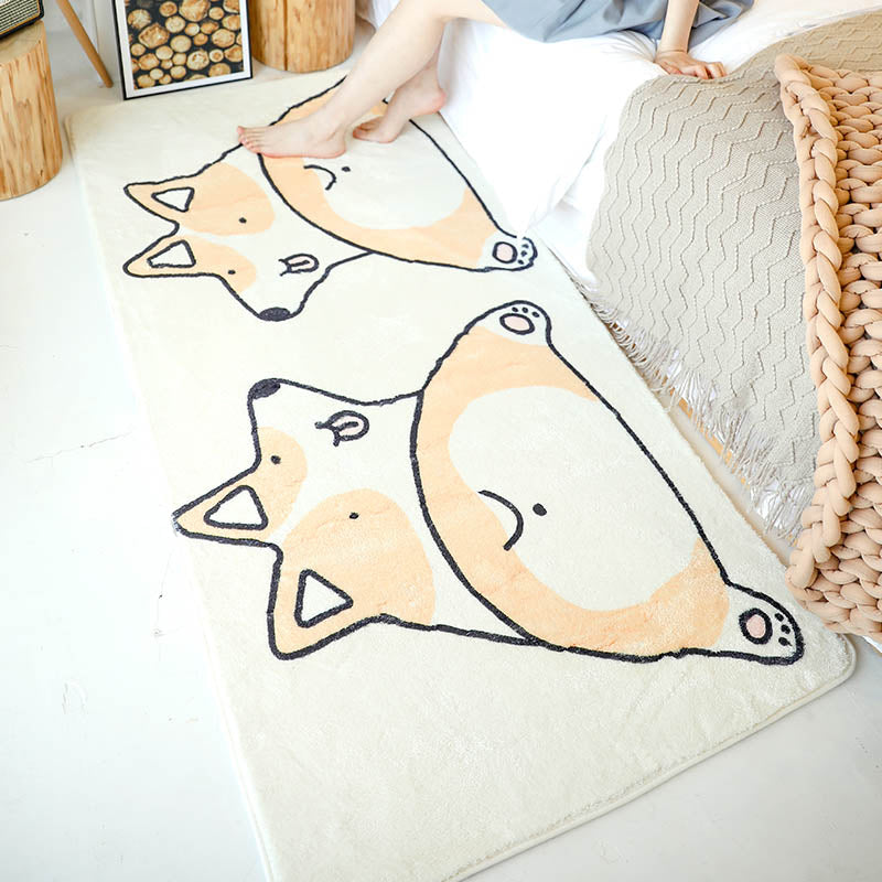 Sikunuo | Innovative Shape Cartoon Rug Multi-Color Cute Area Rug Polyester Anti-Slip Mat Pet-Friendly Rug for Kids