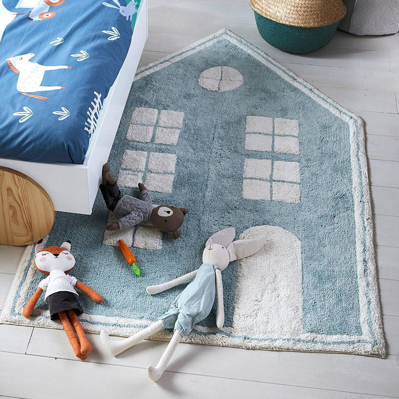 Sikunuo | Irregular Shape Cartoon Rug Multicolor Funky Area Rug Synthetic Pet-Friendly Non-Slip Backing Rug for Room