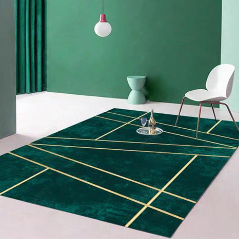 Sikunuo | Luxury Living Room Rug Multicolor Geo Printed Indoor Rug Polypropylene Non-Slip Pet-Friendly Rug