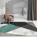 Sikunuo | Contemporary geometric printed carpet Multicolored polypropylene carpet Non-slip backing Machine washable carpet for the living room