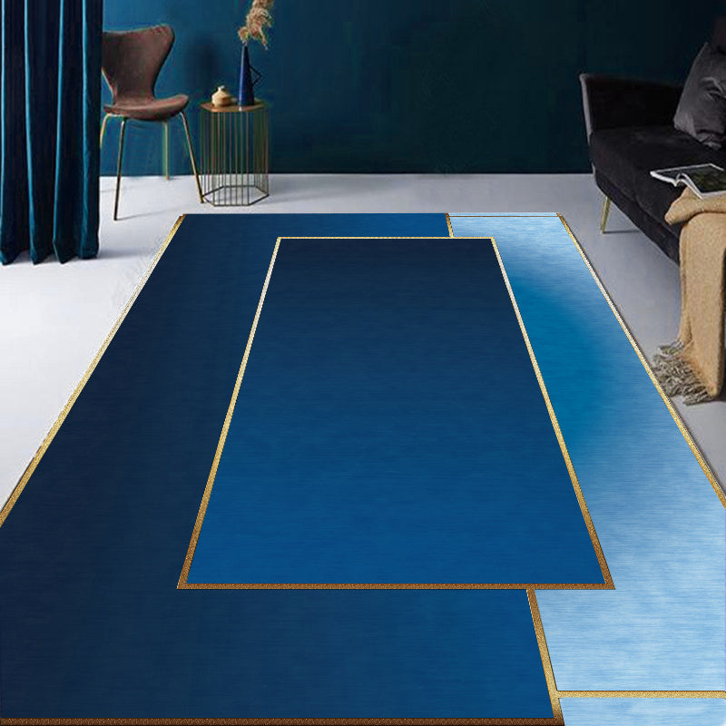 Sikunuo | Simple Geometric Print Rug Multi Colored Synthetic Non-Slip Machine Washable Area Rug for Living Room
