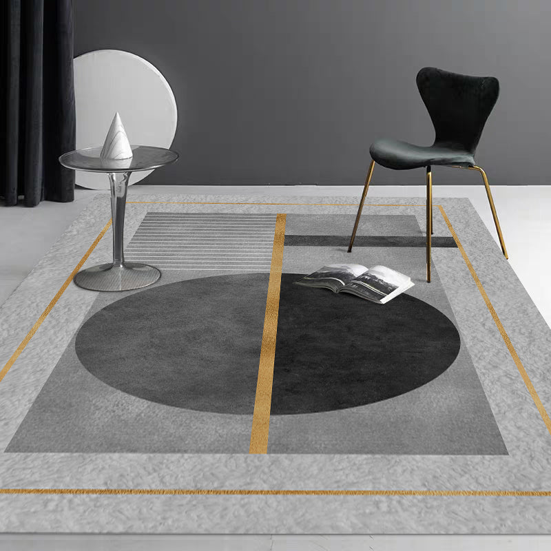 Sikunuo | Multicolored Luxury Carpet Synthetic Geometric Pattern Carpet Pet-Friendly Non-Slip Backing Easy Care Area Rug for Home