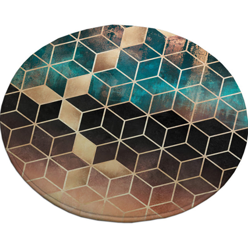 Sikunuo | Unique geometric print rug Multicolored polyester rug Non-slip backing Machine washable indoor rug for the bedroom