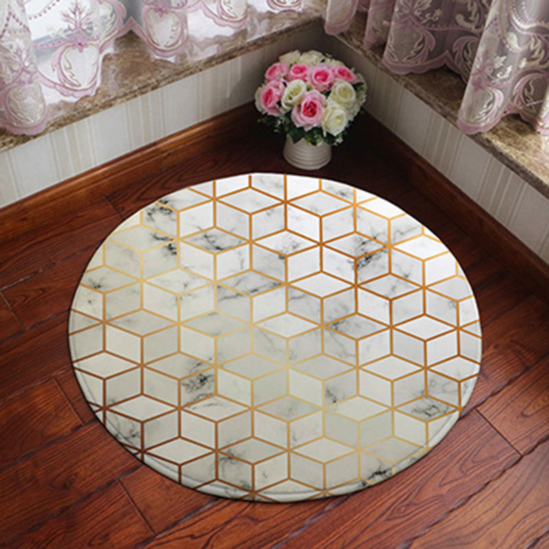 Sikunuo | Unique geometric print rug Multicolored polyester rug Non-slip backing Machine washable indoor rug for the bedroom