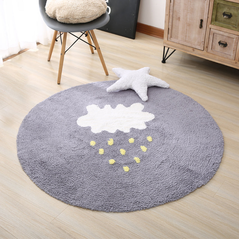 Sikunuo | Beautiful Children's Room Rug Multicolor Cartoon Rug Cotton Non-Slip Floor Washable Rug