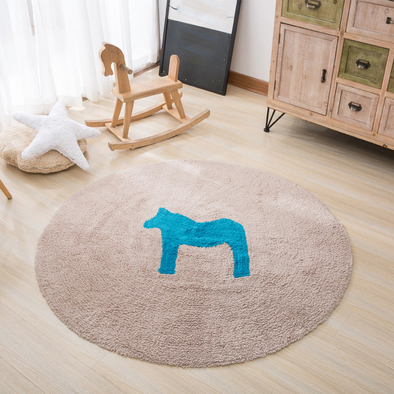 Sikunuo | Beautiful Children's Room Rug Multicolor Cartoon Rug Cotton Non-Slip Floor Washable Rug