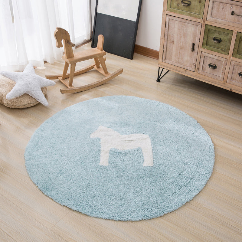 Sikunuo | Classic Cartoon Print Rug Colorful Cotton Area Rug Pet-Friendly Washable Rug for the Children's Room
