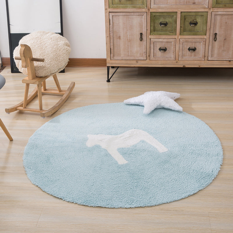 Sikunuo | Classic Cartoon Print Rug Colorful Cotton Area Rug Pet-Friendly Washable Rug for the Children's Room