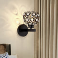 Sikunuo | Dome Clear Crystal Wall Lamp Modernist Style 1 Bulb Black/Brass Finish Wall Lighting Fixture for Bedroom