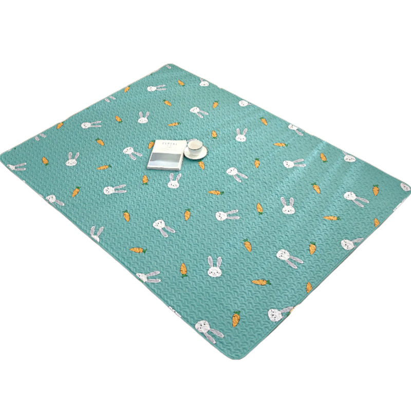 Sikunuo | Beautiful Cartoon Print Rug Multicolored Cotton Area Rug Pet Friendly Machine Washable Rug for Children's Room