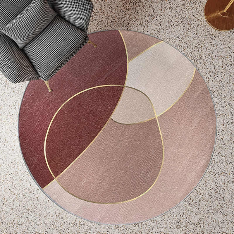 Sikunuo | Unique Living Room Rug Multicolored Color Block Area Rug Synthetic Non-Slip Washable Rug